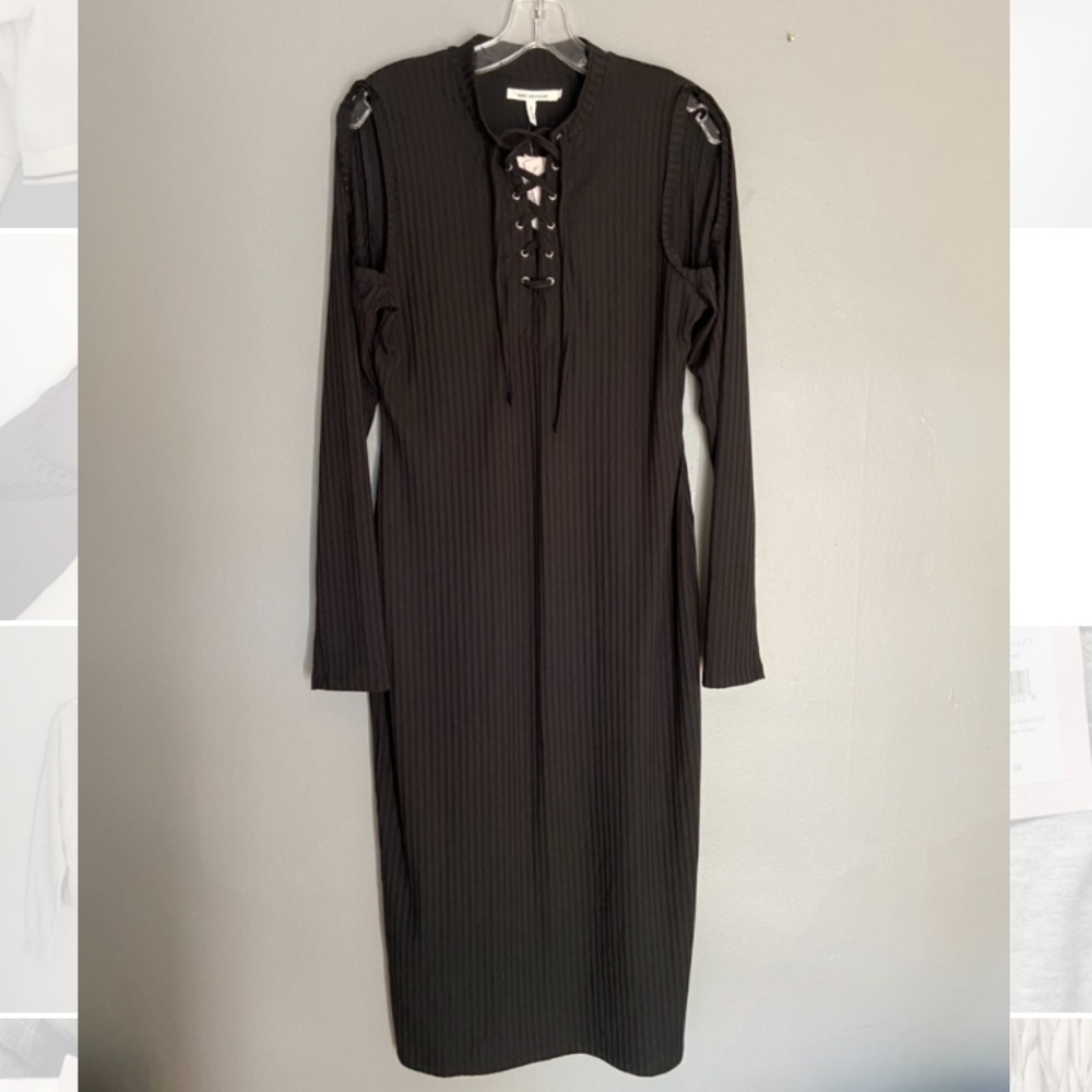 Avec Les Filles Cold Shoulder Lace Up Dress